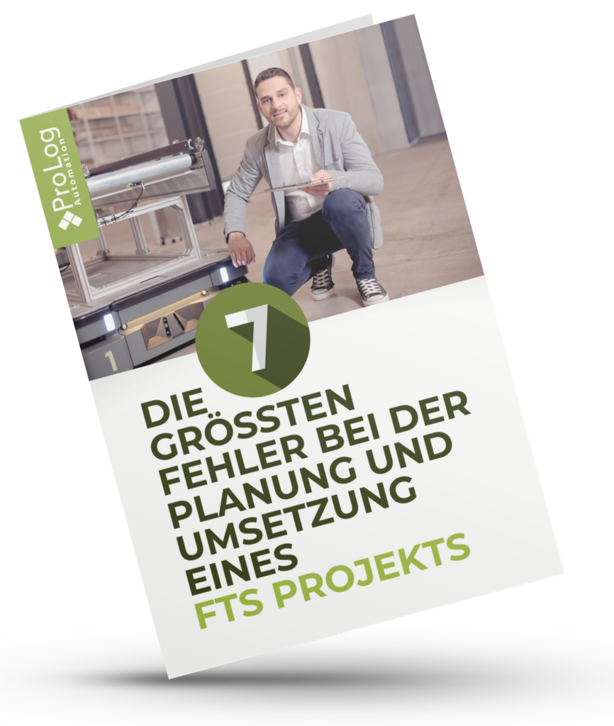 Broschüre von Prolog Automation. Die 7 größten Fehler bei der Planung und Umsetzung eines FTS Projekts.