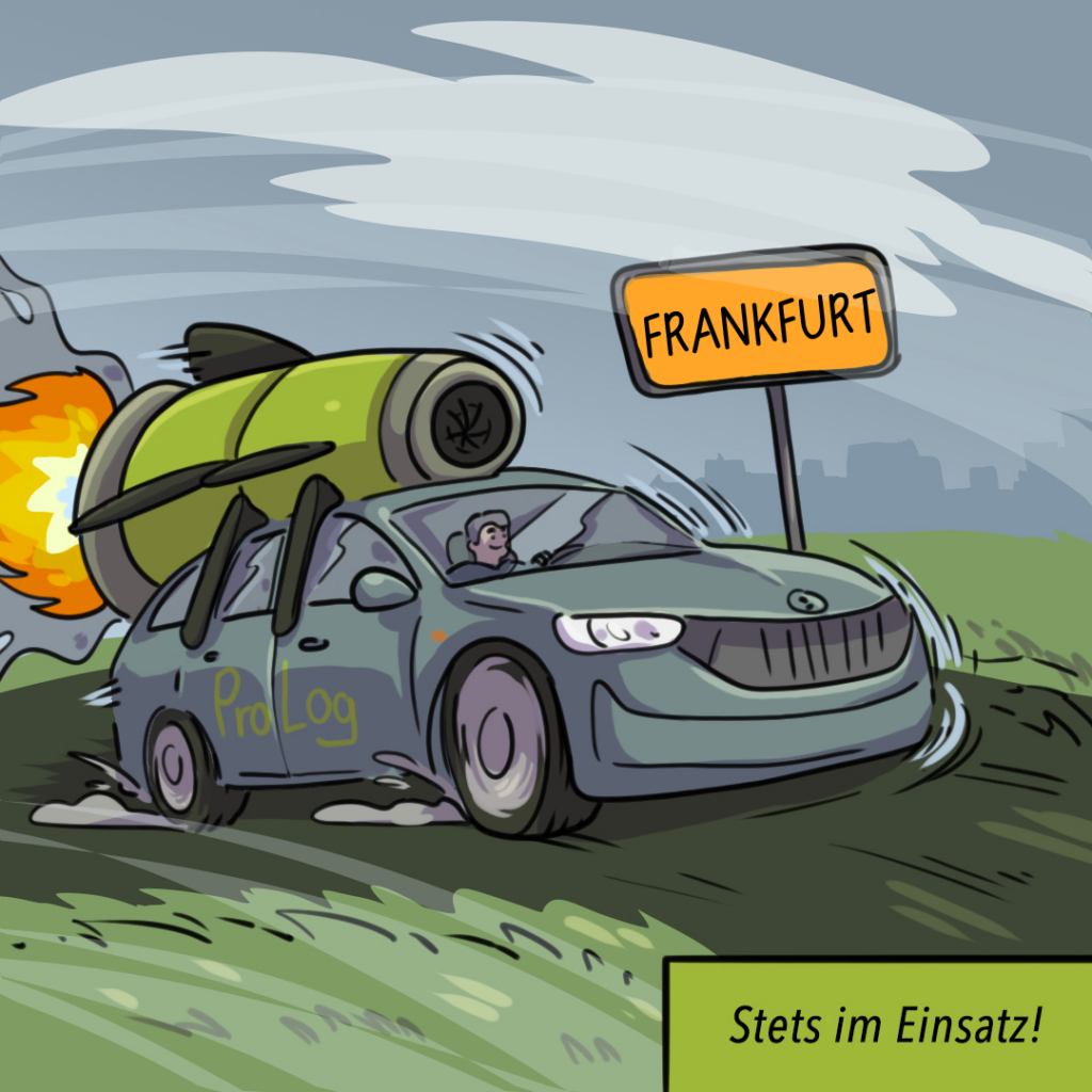 Comic Auto der ProLog Automation auf dem Weg nach Frankfurt