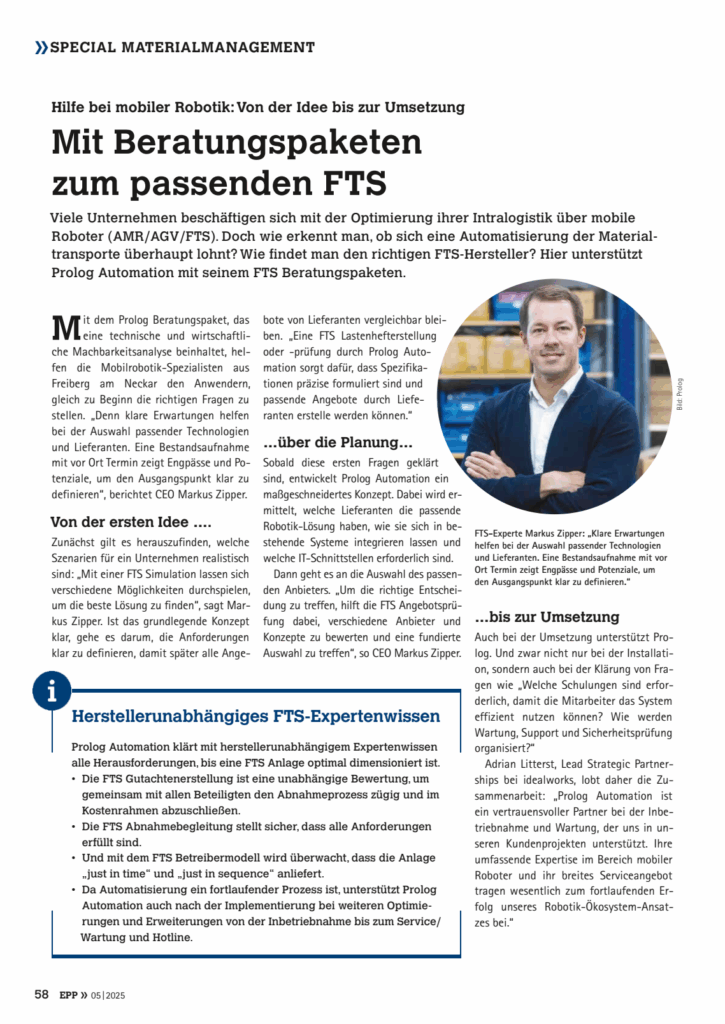 Artikel "Mit Beratungspaketen zum passenden FTS"