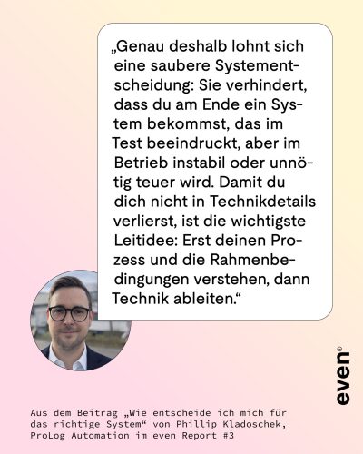 Zitat Phillip Kladoschek zur sauberen Systementscheidung